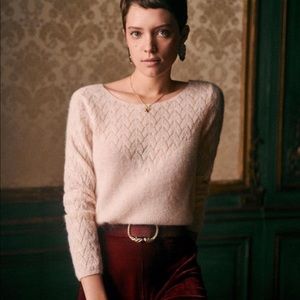 Sezane Constance jumper sweater in nude, size S